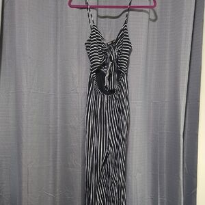 Chic Striped Black and White Jumpsuit